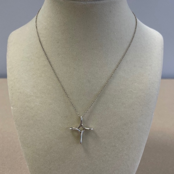 TIFFANY & Co Sterling Silver Elsa Peretti Infinity Cross Pendant Necklace - Used - Picture 1 of 5